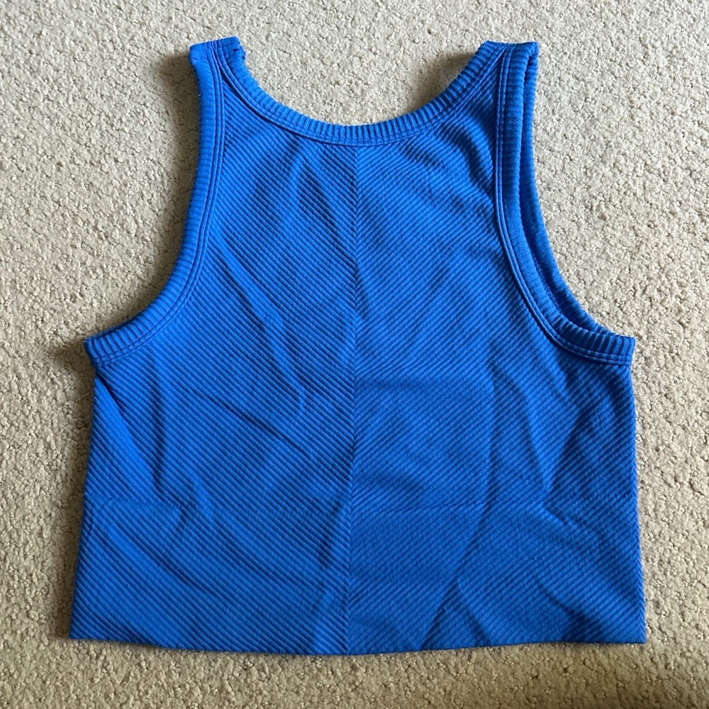 Blue Ribbed Tank Top - Picture 2 of 3